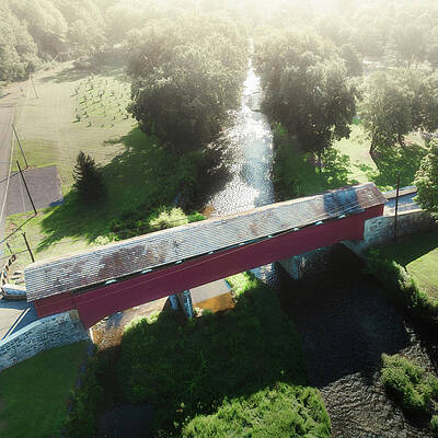 Wall Art featuring the photograph Valley Sun On Wehrs Covered Bridge by Jason Fink