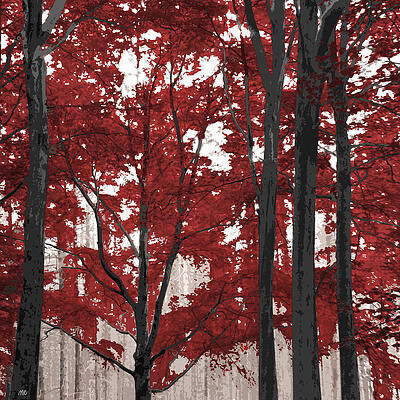 Crimson Red Forest in Autumn Wall Art
