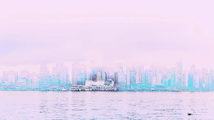 Foggy City Skyline Photograph