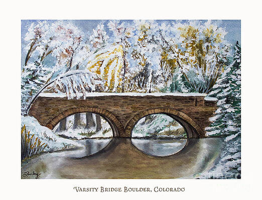 Winter Wall Art featuring the painting Varsity Bridge, Boulder by Shirley Dutchkowski
