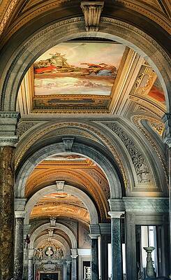 Wall Art featuring the photograph Vatican Arched Fresco Hallway by Rebecca Herranen