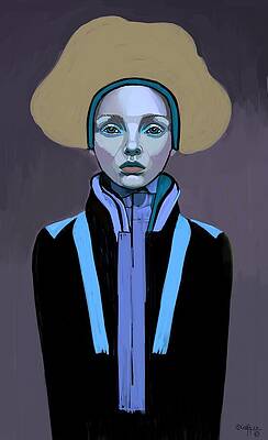 Blue-Eyed Figure with Large Hat Wall Art