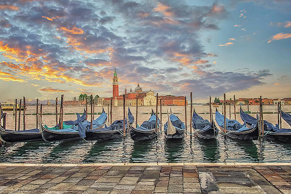 Venetian Gondolas at Sunrise Photograph
