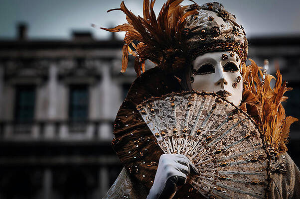 Architecture Wall Art featuring the photograph Venice Carnival Masked Lady by Printed View