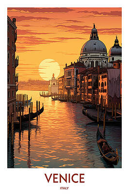 Wall Art featuring the painting Venice Italy by Land of Dreams