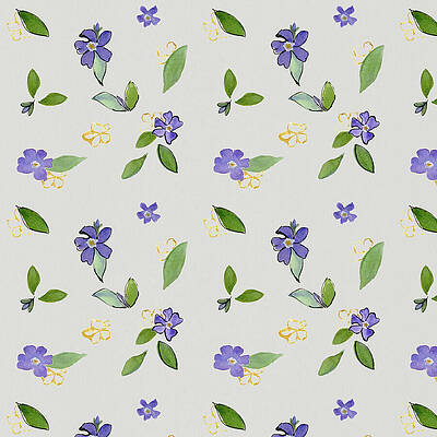 Pattern Mixed Media - Veri Periwinkle On Buff White Linen by Elizabeth Reich