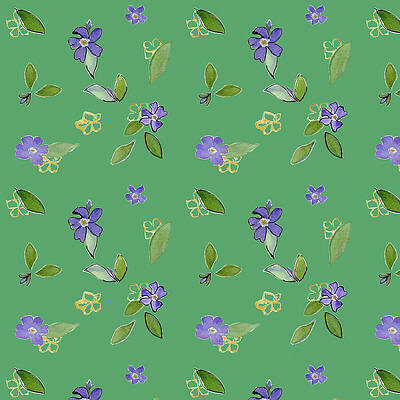 Pattern Mixed Media - Veri Periwinkle On Green Meadows by Elizabeth Reich