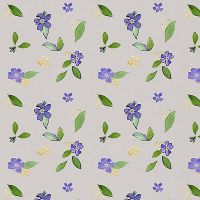 Pattern Mixed Media - Veri Periwinkle On Tawny Linen by Elizabeth Reich