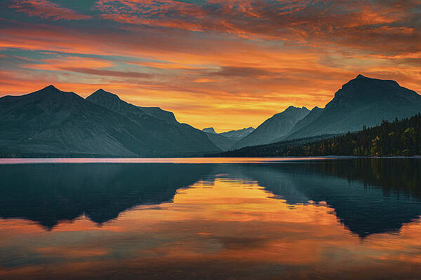 Wall Art featuring the photograph Vermillion Dawn - Glacier National Park by Adam Mateo Fierro