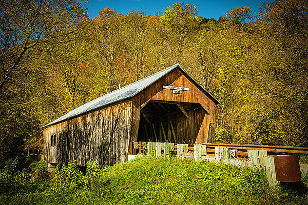 Vermont Photograph - Vermont Autumn At Cilley Covered Bridge by Ron Long Ltd Photography