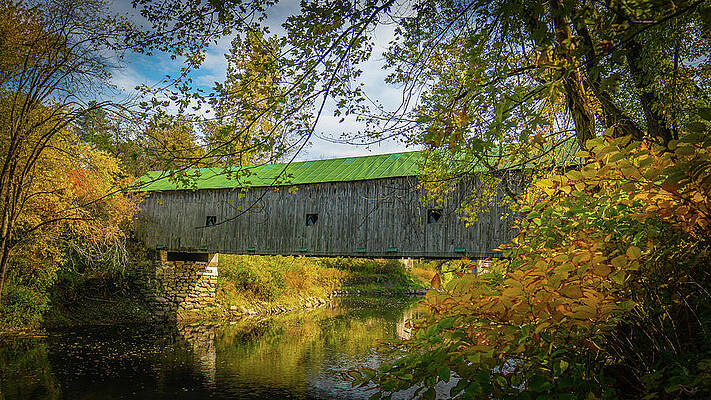 Vermont Photograph - Vermont Autumn At Hammond Covered Bridge 2 by Ron Long Ltd Photography