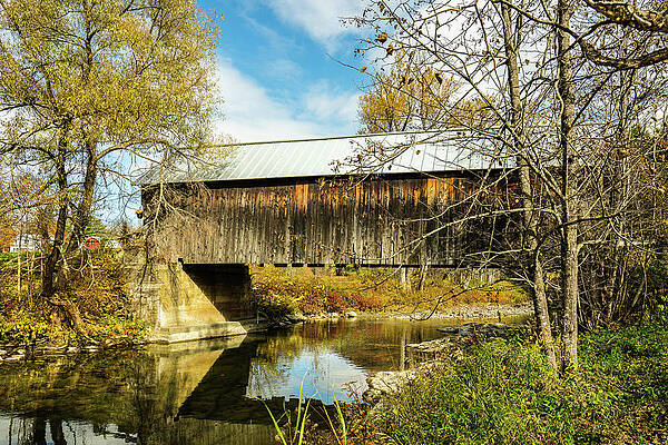 Vermont Photograph - Vermont Autumn At Larkin Covered Bridge 3 by Ron Long Ltd Photography