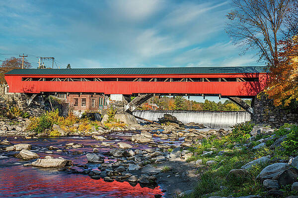 Vermont Photograph - Vermont Autumn At Taftsville Covered Bridge by Ron Long Ltd Photography