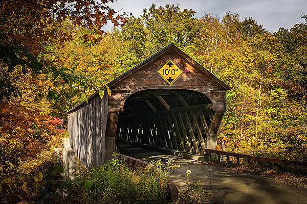 Vermont Photograph - Vermont Autumn At Upper Falls Covered Bridge by Ron Long Ltd Photography