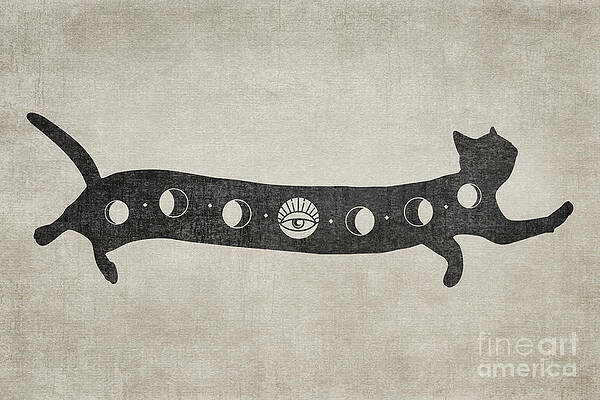 Black Cat with Moon Phases Wall Art
