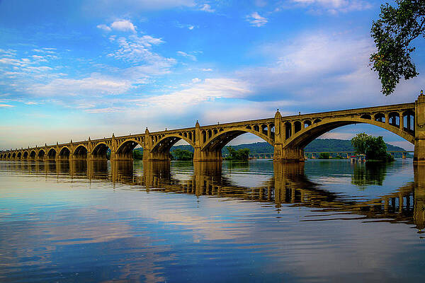Pennsylvania Photograph - Veteran's Memorial Bridge Pastel Sunrise by Anthony Hightower