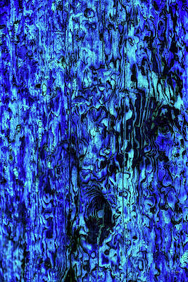 Vibrant Blue Tree Bark Texture Wall Art