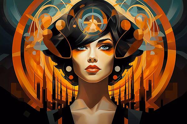 Vibrant Digital Art - Vibrant Energy In Art Deco Style No 1 by Andre Petrov