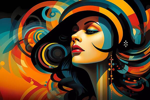 Vibrant Digital Art - Vibrant Energy In Art Deco Style No 3 by Andre Petrov