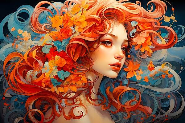 Vibrant Digital Art - Vibrant Energy Shown In An Art Nouveau Inspired Sketch No 2 by Andre Petrov