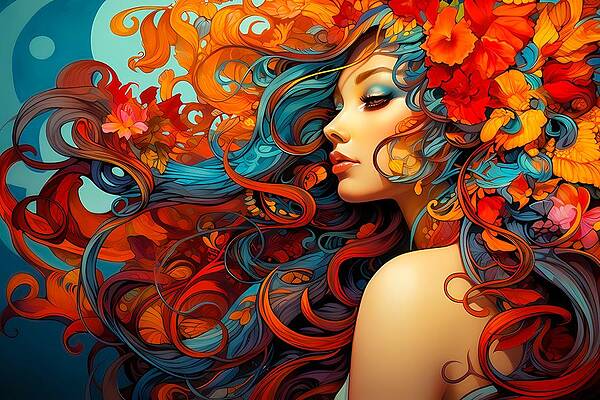 Vibrant Digital Art - Vibrant Energy Shown In An Art Nouveau Inspired Sketch No 3 by Andre Petrov