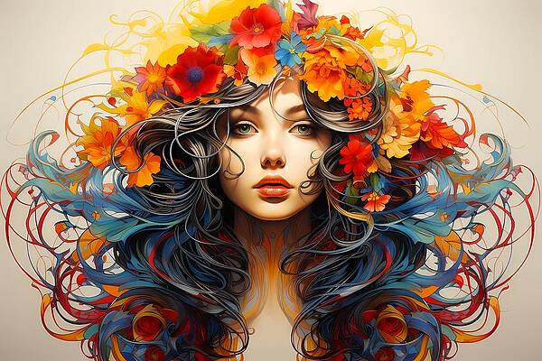 Vibrant Digital Art - Vibrant Energy Shown In An Art Nouveau Inspired Sketch No 4 by Andre Petrov