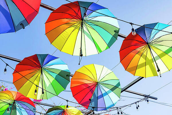 Vibrant Hanging Umbrellas Wall Art