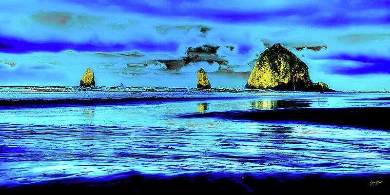 Vibrant Coastal Rock Formations Digital Art