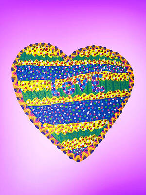 Vibrant Heart with Love Message Wall Art