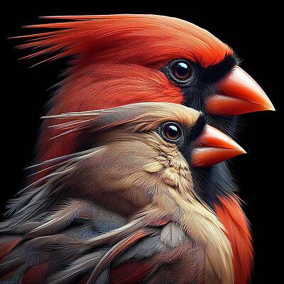 Vibrant Pair of Cardinals Digital Art