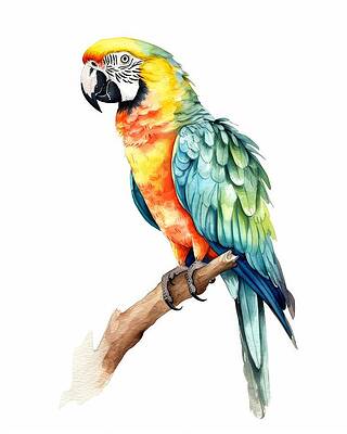 Vibrant Wall Art featuring the painting Vibrant Plumage by Land of Dreams