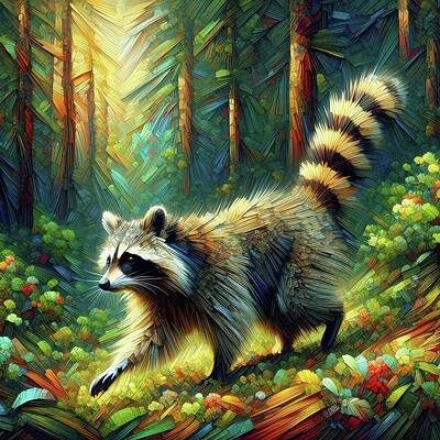Wildlife Digital Art - Vibrant Raccoon Voyageur Of The Vale by Don Northup