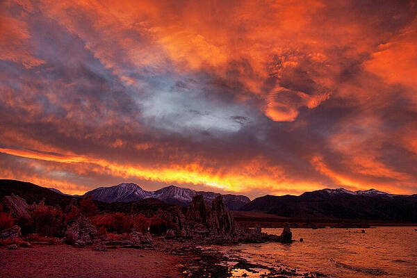 Vibrant Sunset Over Mountain Range by Barbara Siegel