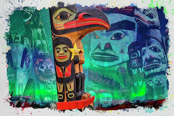 Vibrant Totem Poles Compilation Wall Art