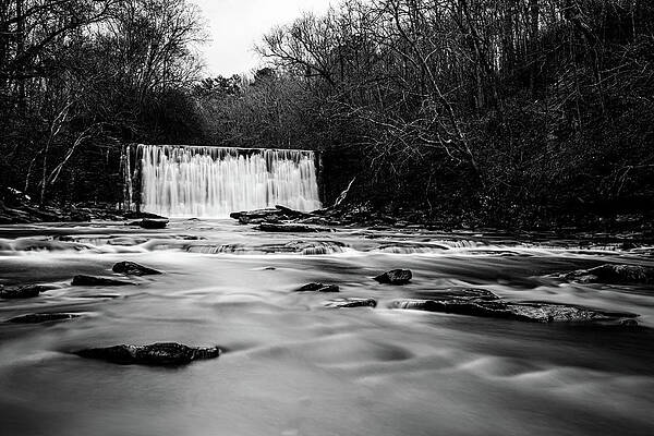 Vibrant Photograph - Vickery Creek Falls Black And White by Anthony Hightower