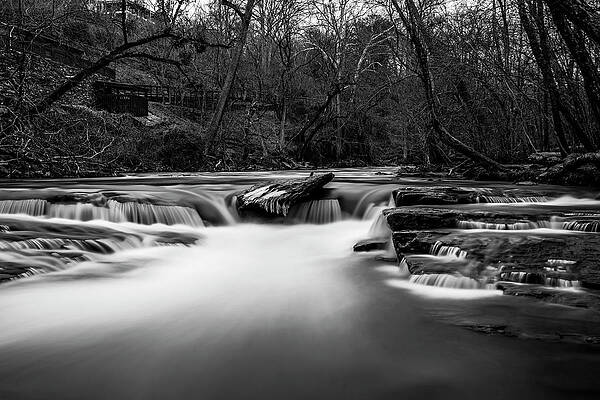 Georgia Photograph - Vickery Creek - Roswell, Georgia Black And White by Anthony Hightower