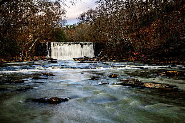 Vibrant Photograph - Vickery Creek Falls Winter Evening by Anthony Hightower