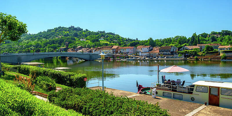 Serene River Village Scene Photograph
