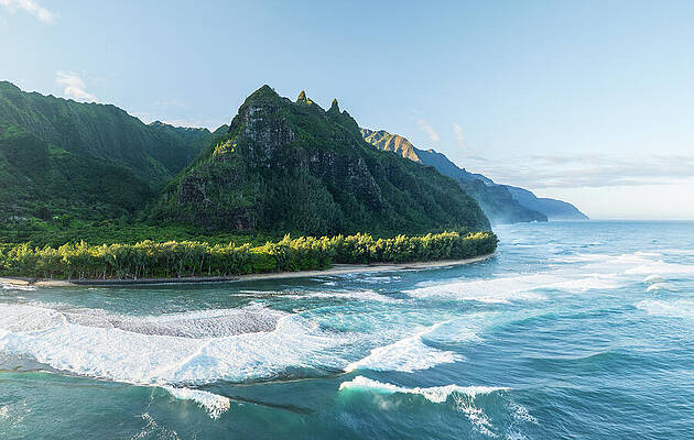 Wall Art featuring the photograph View Along Haena Beach Towards Kee Beach And Na Pali Coastline by Steven Heap