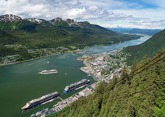Wall Art featuring the photograph View From Mount Roberts Down To Port Of Juneau Alaska by Steven Heap
