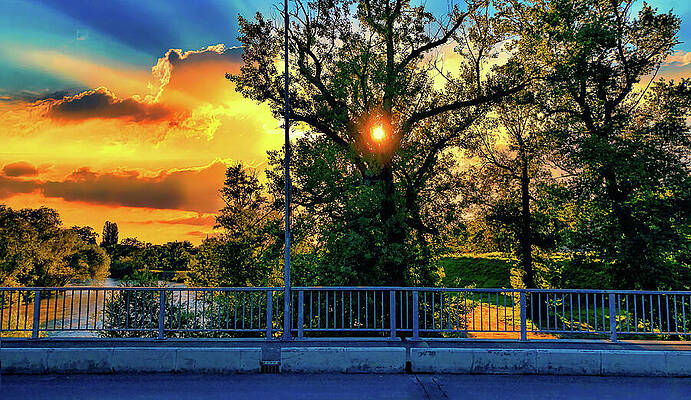 Photograph - View Of A Small River From The Bridge At Sunset - Photo by Nicko Prints