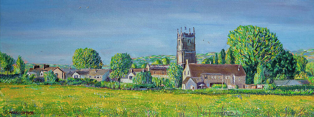 Wall Art featuring the painting View Over The Buttercups To St Georges, Upper Cam by Seeables Visual Arts