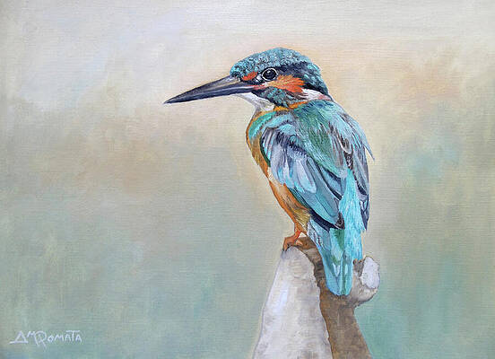 Nature Painting - Vigilant Kingfisher by Angeles M Pomata