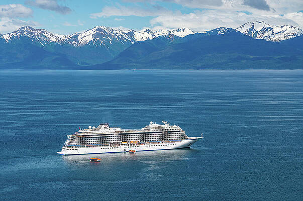 Wall Art featuring the photograph Viking Orion Anchored At Icy Strait Point In Alaska by Steven Heap