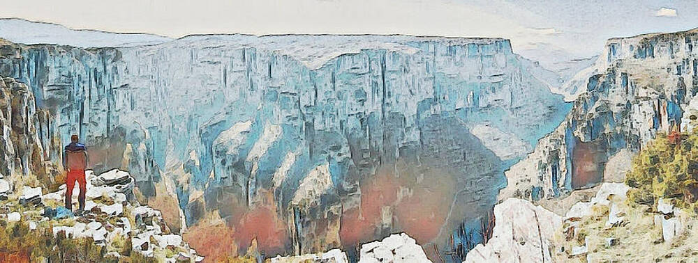 Greece Wall Art featuring the digital art Vikos  National Park Scenic View by Antonios Valamontes