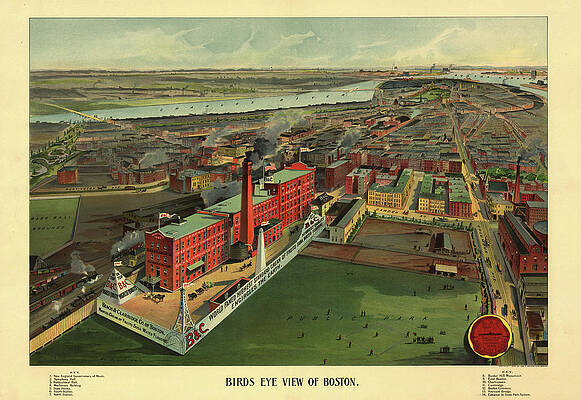 Vintage Drawing - Vintage 1902 Boston Map by Dan Sproul