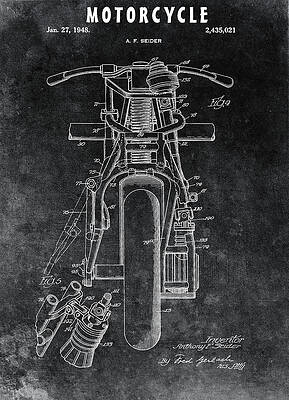 Vintage Drawing - Vintage 1948 Motorcycle Invention Drawing by Dan Sproul