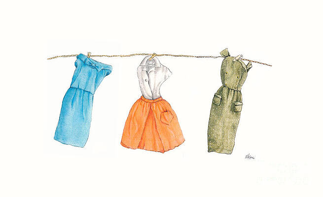 Wall Art featuring the painting Vintage Barbie Dresses by Marie Stone-van Vuuren
