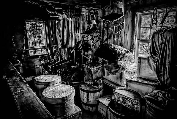 Wall Art featuring the photograph Vintage Charm At Black Creek Village BW by John Twynam