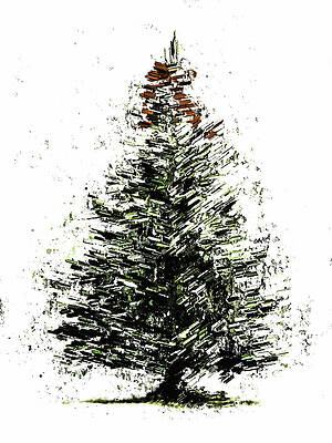 Abstract Textured Christmas Tree Print